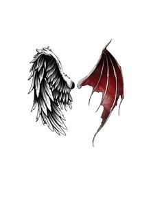 Angel And Devil Tattoo On Shoulder, Angel Demon Wings Tattoo, Lucifer Wings Tattoo, Wings Tattoo Wrist, Angel Devil Wings Tattoo, Angel And Demon Wings Tattoo, Angel And Devil Wings Tattoo, Angel And Devil Tattoo Design, Demon Wings Tattoo