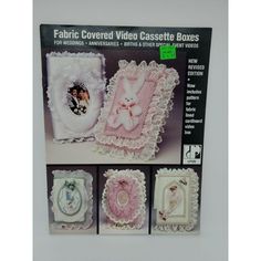 an advertisement for the fabric covered video case boxes with pictures of baby items in it