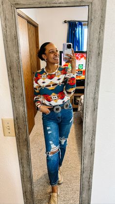 #aztecwestern #walmartfinds #walmartfashion #amazonfashion #aztecshirt #walmartaztecshirt #westernoutfits #westernfashion #simpleoutfits Simple Western Outfits, High Waisted Boyfriend Jeans, Aztec Shirt, Walmart Fashion, Western Outfit, Walmart Finds