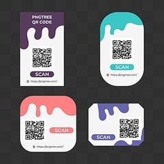 four different types of stickers with qr code and barcodes on them