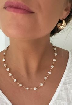 D E T A I L S - 18K Gold Filled - Freshwater Pearls Synthetic  - 16" length with a 2" extender  - Lobster Clasp  M A T E R I A L S At Dylan Rae, we are committed to handcrafting jewelry that is perfect for everyday wear. Our high-quality gold filled designs contain 100+ times more real gold than gold plated components. The thick outer layer of gold makes it highly durable and safe for people with allergies or sensitive skin. C A R E Care for Your Gold Filled Jewelry: Wear It, Love It, Care for It! Our gold-filled pieces are crafted to be your lifelong companions. Feel free to wear them every day, even while showering, but remember to avoid exposing them to saltwater and chlorine. These elements can diminish their luster over time and may even cause oxidation if they come in contact with yo Dainty Single Strand Beaded Necklaces For Wedding, Dainty Single Strand Beaded Necklace For Wedding, Delicate Single Strand 14k Gold Filled Necklace, Delicate 14k Gold Filled Single Strand Necklace, Delicate Single Strand Necklace For Anniversary, Rose Gold Round Beads Necklace For Wedding, Minimalist Gold Beaded Necklace For Wedding, Dainty Round Bead Necklaces For Anniversary, Dainty Gold Beaded Necklaces For Wedding