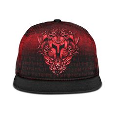 Viking Snapback Hat The Armor Of Viking Red Version Red Snapback Baseball Cap, Red Snapback Hat For Streetwear, Red Flat Cap Fitted Hat For Streetwear, Red Fitted Hat With Flat Crown For Streetwear, Red Flat Bill Snapback Hat For Streetwear, Adjustable Red Hat With Flat Crown, Adjustable Red Hats With Flat Crown, Red Adjustable Hats With Flat Crown, Red Adjustable Flat Crown Hats