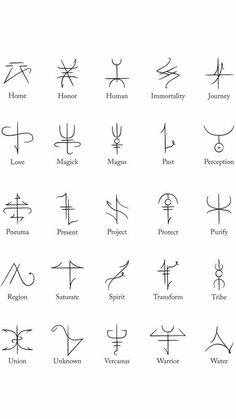 the symbols for different types of zodiacs and their meanings are shown in black ink