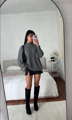 outfit inspo, outfit idea, old money outfit, old money aesthetic, aesthetic, womens fashion, trendy fashion, fall outfit ideas, winter outfit ideas, cute outfits Old Money Aesthetic Autumn Outfit, Blair Walnuts Style, Dressember Outfits, Brown Knee High Boots Outfit Fall, Sweater Dress Winter Outfits, Clothes Astethic Types, Bosswoman Aesthetic, Sweater Dress Aesthetic