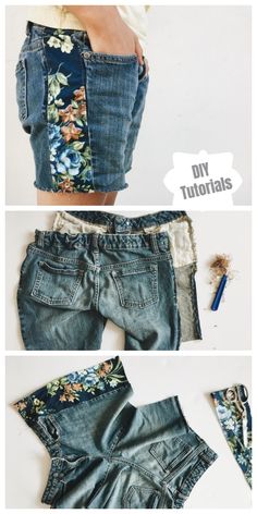 an image of how to make shorts out of old jeans