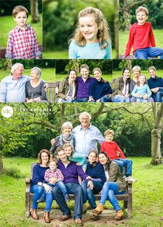 a collage of people sitting on a bench in the park