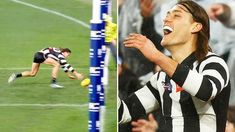 two pictures side by side, one with a referee and the other with a ball