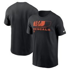 Showcase your Cincinnati Bengals pride in comfort and style with the Nike Air Essential T-Shirt. The crew neck delivers a comfortable feel all day, making it ideal for cheering on the Bengals from the stands or relaxing at home. This tee is a must-have for any Bengals fan looking to rep their team with a touch of understated style. Understated Style, Nfl Gear, Cincinnati Bengals, Team Names, Nike Black, Online Retail, Men's Nike, Cincinnati, Cotton Shorts