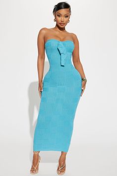 Available In Aqua. Textured Maxi Dress Tube Tie Front Stretch 70% Viscose 30% Nylon Imported California Proposition 65 WARNING: Cancer and Reproductive Harm - www.P65Warnings.ca.gov. | Christine Maxi Dress in Aqua size Large by Fashion Nova Textured Maxi Dress, Tight Dress Outfit, Swag Outfits For Girls, Aqua Dress, Trending Fashion Outfits, Classy Casual Outfits, Pink Maxi Dress