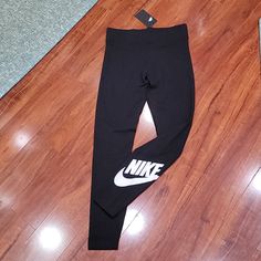 Nwt Size M Nike Knit Leggings. Style Is Tight Fit. Inseam Approx 28.5" Nike Fitted Activewear For Fall, High Stretch Nike Black Leggings, Nike High Stretch Black Leggings, High Stretch Black Nike Leggings, Nike High Stretch Black Bottoms, Nike Tight Sportswear Leggings, Nike Tight Athletic Activewear, Sporty Black Tights For Fall, Nike Black Stretch Tights