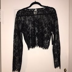 Black Lace Sheer Top With Long Sleeves, Slightly Flowy (Not Fitted), Brand Is Goldie But Was Purchased At Topshop In London Sheer Crop Top, Top With Long Sleeves, Sheer Lace Top, Tops Black, Sheer Top, Black Lace, Dream Closet, Women Fashion, In London