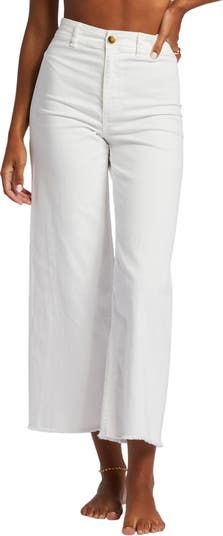 Spring Wide Leg Pants, Spring Relaxed Fit Cropped Wide Leg Pants, Spring High-waisted Wide Leg Cotton Pants, Relaxed Fit Cropped Wide Leg Pants For Spring, Full-length Cotton Bottoms For Spring, Spring Cotton Wide-leg Pants, Full Length Cotton Bottoms For Spring, Spring Full-length Cotton Bottoms, Chic Cropped Leg Cotton Capris