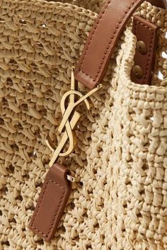 Chic Luxury Jute Shoulder Bag, Luxury Beige Jute Crochet Bag, Ysl Rattan Bag, On-the-go Straw Shoulder Bag With Leather Handles, Saint Laurent Raffia Bag, Woven Raffia, Saint Laurent Bag, Wide Straps, Net A Porter