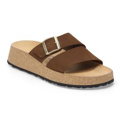 The latest wedge from Papillio® by BIRKENSTOCK®. The Almina's wide leather straps provide added stability while giving your style the space to stand out. Its cork wedge brings classic BIRKENSTOCK® style into the mix along with a contoured footbed for support that stays above the rest. Contoured cork-latex footbed Nubuck leather upper Smooth leather footbed lining Flexible EVA sole .6" platform wedge heel Adjustable strap with metal pin buckle Made in Portugal Leather Wedge Heel Footbed Sandals With Cork-bed Midsoles, Brown Cork Wedge Sandals With Removable Insole, Brown Suede Wedge Sandals With Cork-bed Midsoles, Birkenstock Style, Two Strap Sandals, Clog Boots, Platform Wedge Heels, Shoes Teen, Outdoor Sandals