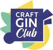 the craft gin club logo is shown in blue, yellow and green with leaves on it