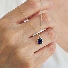 "This 14K Gold Pear Cut Sapphire Necklace is designed carefully to brighten your neck. It is suitable for everyday use as well as for your special days. Can be a perfect gift with its stylish and ambitious look. 14K Gold Sapphire Necklace, September Birthstone, Pear Cut Blue Gemstone Necklace, Minimalist Teardrop Sapphire Charm, Birthstone Necklace, Anniversary Gift, Birthday Gift, Christmas Gift, Handmade Jewelry, Dainty Sapphire Necklace, Thanksgiving Gift ITEM DETAILS: Material: 14K Solid Gol Pear Shaped Sapphire Necklace For Gift, Pear Shaped Sapphire Necklace As Gift, Pear-shaped Sapphire Necklace Gift, Sapphire Teardrop Necklace For Gift, Sapphire Teardrop Pendant Birthstone Necklace, Teardrop Sapphire Birthstone Necklace, Sapphire Pear-shaped Gemstone Necklace, Blue Teardrop Gemstone Birthstone Necklace, Teardrop Sapphire Necklace