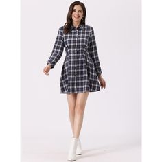 The fit shirt dress silhouette features a full buttoned placket. The vintage and fashion style creates nice long lines up and down your figure and gives this lovely plaid dress a playfully charming look. Plaid in pretty pastel tones highlights an elegant minidress featuring a cinched waist silhouette, an A-line skirt, and inverted pleats. Keep your casual style on point with a lightweight cotton-blend shirt dress complete with a flattering jacket. Blue Long Sleeve Shirt Dress With Placket, Button-up Shirt Dress With Button Cuffs, Cotton Button-up Shirt Dress, Fall Button-up Shirt Dress With Buttoned Pockets, Cotton Button-up Shirt Dress With Button Closure, Plaid Long Sleeve Shirt Dress With Buttons, Plaid Button-up Shirt Dress For Work, Plaid Shirt Dress With Button Closure For Daywear, Plaid Shirt Dress With Buttons For Work