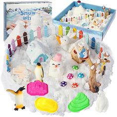 PRICES MAY VARY. 【Sensory Sand Art Kits for Kids】- The sensory bin toys includes white magic play sand, 2 houses, 1 tree, 1 colourful fence, 6 mushrooms, 1 signpost, 1 snowman, 2 penguins, 2 polar bears, 1 rabbit and 4 sand molds. The most realistic gaming experience and hours of fun for your kids! 【Squishy Play Sand Toys】- White sensory sand is non-drying and non-sticky, easy to shape and sculpt, soft texture, fluidity, just like real snow, children can grab, pinch, knead and cut, easy to play. Outdoor Sensory Bins, Colourful Fence, January Sensory Bin, Snow Sensory Bin, Snow Sensory, 2 Penguins, Sandbox Toys, Sensory Bin Play, Diy Sensory