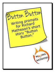 a yellow sticky note with the words button button written on it and an image of a fire