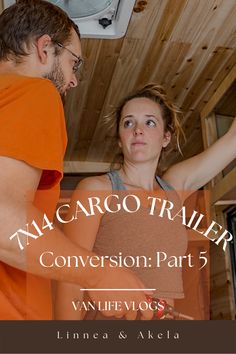 a man and woman standing next to each other in front of a tv with the words tara carro trailer conversation part 5