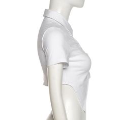 Please refer to our sizing chart for a guideline when choosing a size. 1-3 days order processing time. 90% cotton 10% spandex High Stretch White Moisture-wicking Crop Top, Cheap White Button-up Cropped Shirt, White Fitted Button Closure Crop Top, Elegant White Button-up Cropped Shirt, Solid Crop Top, White Stretch Button-up Top, Bodysuits And Jeans, Sheer Mesh Dress, Earth Tone Dress