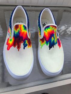 Drippy and trippy custom hand-painted Vans by DJ ZO Designs Diy White Vans Design, Vans Design Shoes Diy, Diy Painted Vans, Painted Vans Ideas, Hand Painted Shoes Ideas, Vans Painted Shoes Ideas, Shoe Exhibition, Diy Vans