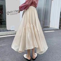 Olivia Mark - High-Waisted Irregular Hem Fairy Tulle Skirt with Flowing Sheer Layers Tulle Long Skirt, Irregular Skirt, Beading Netting, Baby Shower Outfit, Pleated Maxi Skirt, Irregular Hem, Pleated Maxi, Types Of Skirts, Olivia Mark