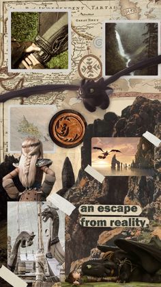 a collage of pictures and words about fantasy