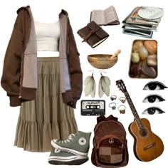 Academia Aesthetic Summer Outfit, Earthy Outfits Grunge, Outfit Ideas Cottagecore, Goblincore Outfits, Earthy Outfits, Fairy Grunge, Hippie Outfits