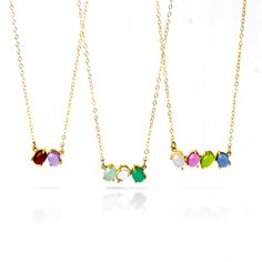 Looking for a minimal way to show off your birthstone, your children's birthstones, or that of a significant other? We've added this prong set oval birthstone connector necklace to our birthstone collection to do just that! Whether you are looking to layer your own birthstone with other necklaces, or you want to create a meaningful but minimal necklace to carry your children, this necklace design is perfect! This necklace can be made with 1, 2, 3, 4, 5, or 6 birthstones. Birthstones can be arran Adjustable Sterling Silver May Birthstone Necklace, Adjustable Sterling Silver Necklace For May Birthstone, Birthstone Pendant Jewelry For Birthday Gift, Sterling Silver Birthstone Necklace As Birthday Gift, Minimalist Birthstone Jewelry For Birthday, Nickel-free Pendant Birthstone Necklace Gift, Sterling Silver Crystal Necklace For May Birthstone Gift, Minimalist Gemstone Necklace For Mom, Minimalist Gemstone Necklace Gift For Mom