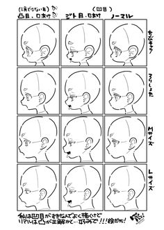 an anime character's head with different facial expressions