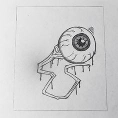 a drawing of an eyeball coming out of a hole