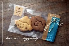 two cookies and a cookie in a bag on a table