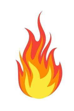 a fire with red and yellow flames coming out of it's center, on a white background