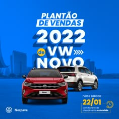 two cars are shown in front of a cityscape with the words planta devendas