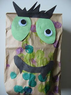 a paper bag with an image of a monster on it