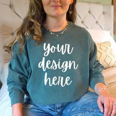 Customizable Relaxed Fit Casual Sweatshirt, Casual Customizable Relaxed Fit Sweatshirt, Customizable Blue Tops With Relaxed Fit, Customizable Relaxed Fit Blue Tops, Customizable Casual Fall Top, Customizable Casual Tops For Fall, Customizable Green Casual Tops, Customizable Casual Green Tops, Relaxed Fit Crew Top With Custom Print