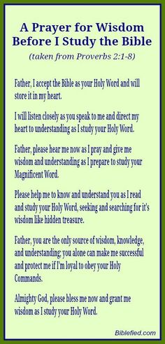 a prayer card with the words,'i pray for wisdom before i study the bible '