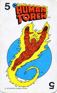 the human torch comic book cover with an image of a man floating in water on top of