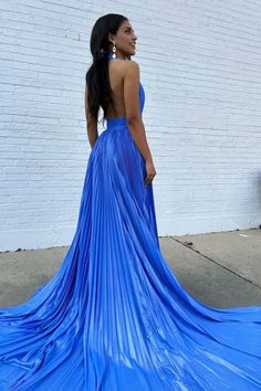 Weitese Prom Dress Store Blue Halter Neck A-Line Pleated Metallic Long – Weitese Dress Lavender Prom Dresses, Prom Dress Trends, Navy Blue Prom Dresses, Prom Dress Shoes, Black Homecoming Dress, White Homecoming Dresses, Royal Blue Prom Dresses, Red Homecoming Dresses