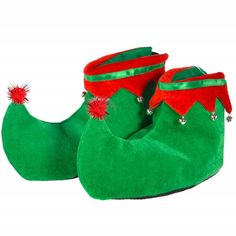 a pair of green and red christmas boots