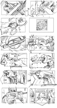 the storyboard shows how to draw an airplane and its pilot's cockpits