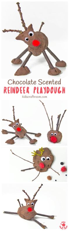 the reindeer playdough is made with chocolate and sprinkles