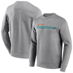 Miami Dolphins Neutral Colour Wordmark Crew Sweatshirt - Mens Team Branding, Nfl Miami Dolphins, Miami Dolphins, Crew Sweatshirts, Mens Big And Tall, Big & Tall, Big And Tall, Relaxed Style, Free Shopping