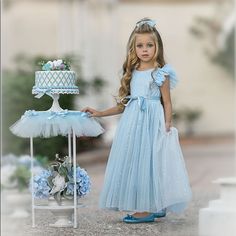 New With Tag. Dollcake Blue Celebration Frock. Size 8. Dollcake Dresses, Cute Blue Dresses, Classic Photography, Blue Cotton Dress, Fancy Frocks, Girls Blue Dress, Cute Stockings, Frock Dress, Dress Closet