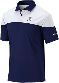 the men's color block polo shirt in navy and white