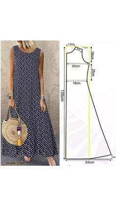 a women's dress pattern with measurements