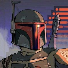 the boba fett from star wars is holding up a pizza in his hand