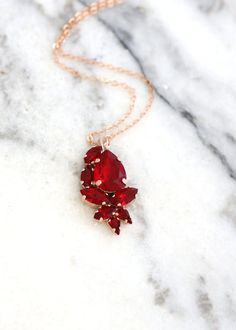 Red Ruby Necklace Garnet Red Crystal Necklace Red Crystal | Etsy Red Ruby Necklace For Celebration, Red Necklace For Valentine's Day Festivities, Red Necklaces For Valentine's Day Festive Occasions, Red Christmas Necklaces For Jewelry Making, Red Pendant Necklaces For Party, Red Ruby Necklace For Festive Occasion, Red Pendant Necklace For Christmas, Red Pendant Necklaces For Celebration, Red Pendant Necklace For Festive Occasions