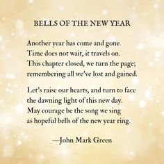 a poem written by john mark green on the occasion of new year's eve